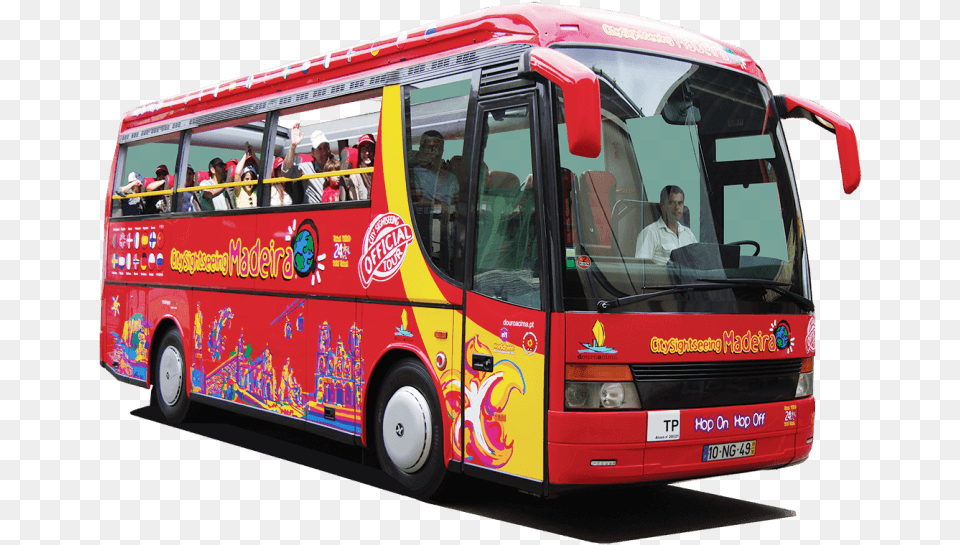 Monte Hop On Hop Off Funchal Red Bus Tour Sightseeing Bus Funchal, Transportation, Vehicle, Person, Tour Bus Free Png