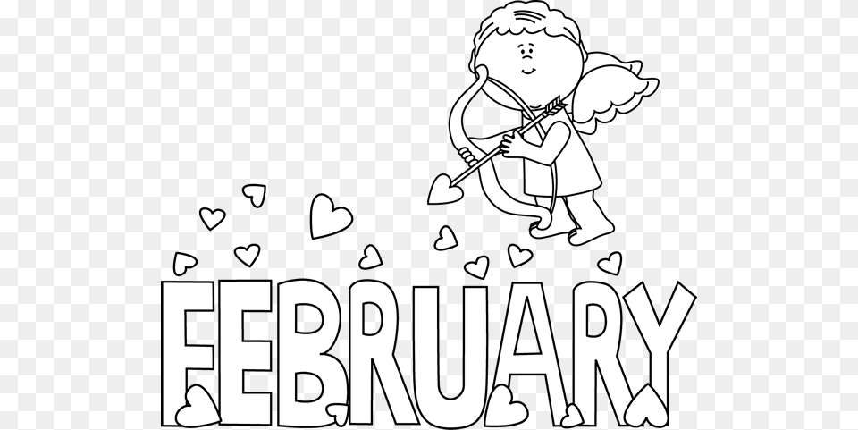 Month Of February Valentine Love Black White Dikdv7 February Clipart Black And White, Baby, Person, Face, Head Free Png
