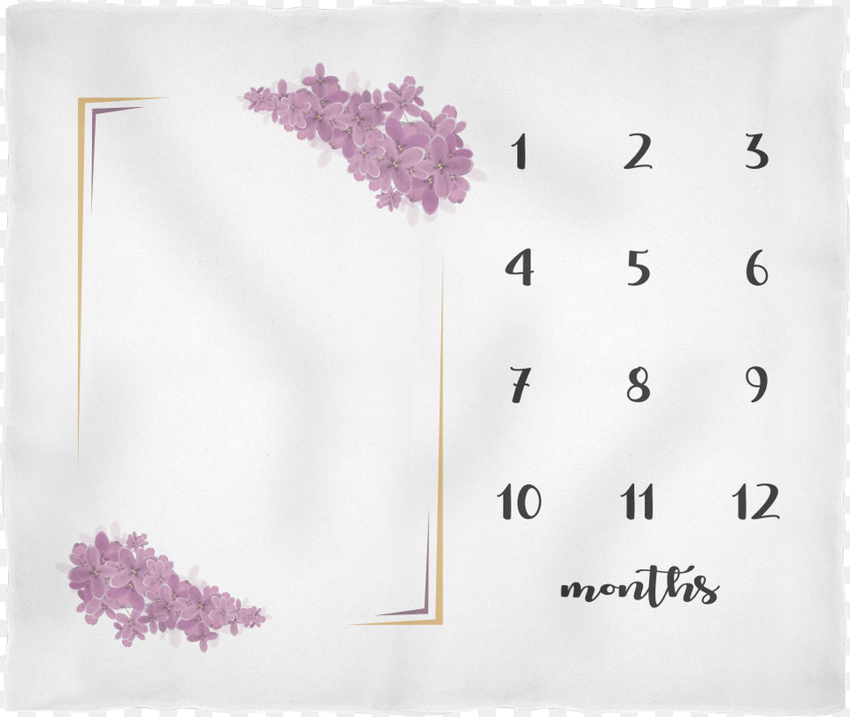 Monthly Milestone Baby Blanket With Purple Flowers Cute Baby Shower Gift Decorative, Flower, Plant, White Board, Text Png