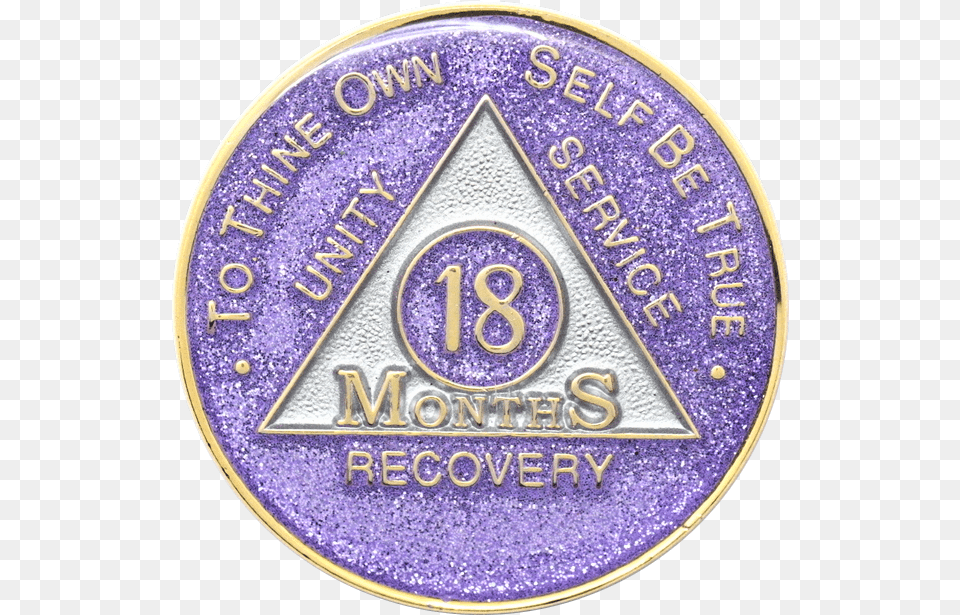 Months Purple Glitter Triplate Aa Medallions Badge, Logo, Symbol, Disk Free Png Download