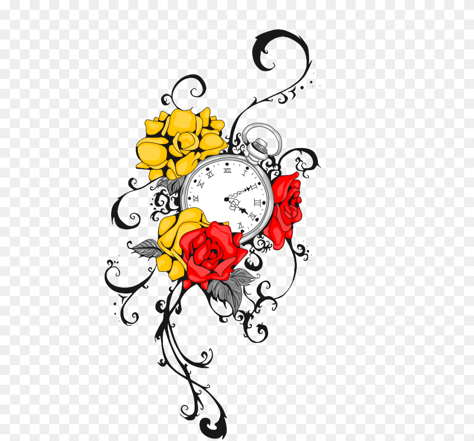 Montre Et Roses Vous Etes En Retard Pour Le, Art, Floral Design, Graphics, Pattern Free Png Download