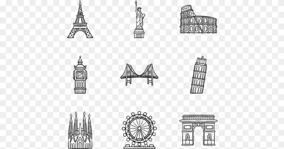 Monuments Of The World Icons For World Monuments, Gray Free Transparent Png