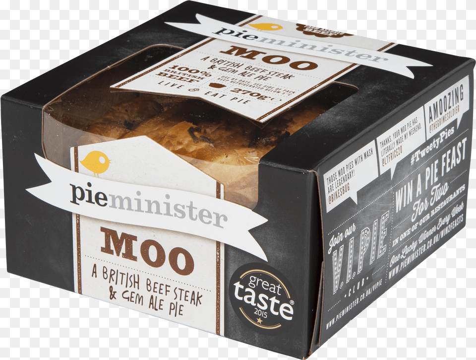 Moo Pieminister Steak And Ale Pie, Box, Chocolate, Dessert, Food Free Png Download