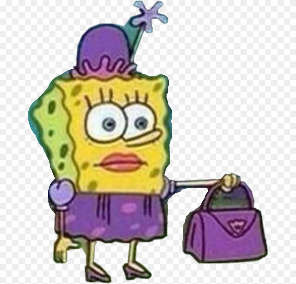 Mood Spongebob Lol Funny Meme Vsco Same Me Spongebob In A Purple Dress, Baby, Person, Accessories, Bag Png Image