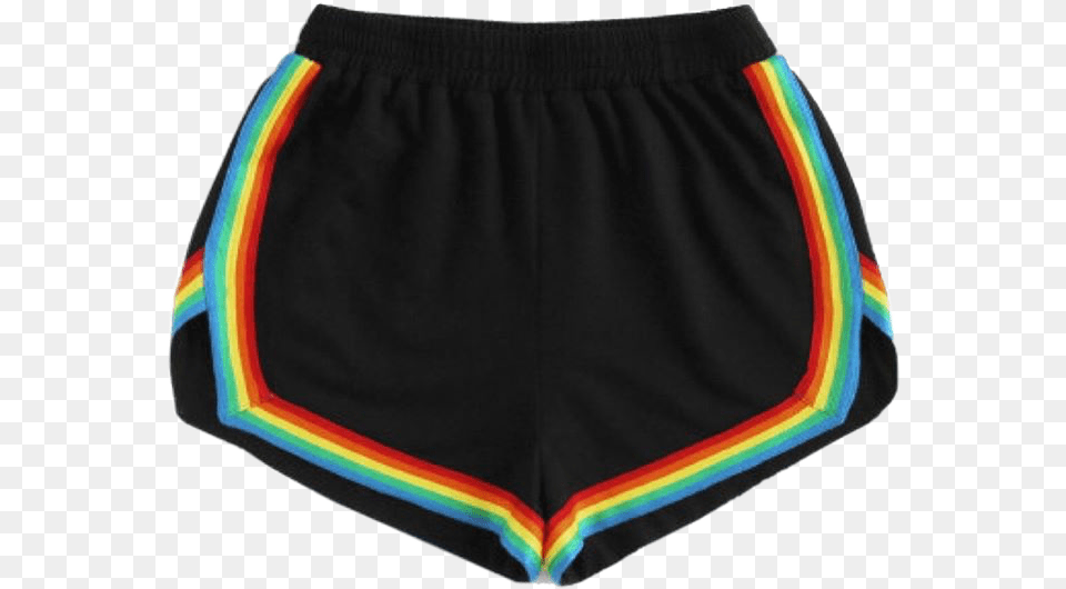 Moodboard Aesthetic Shorts Rainbow Black Niche Black And Rainbow Shorts, Clothing, Swimming Trunks Free Png