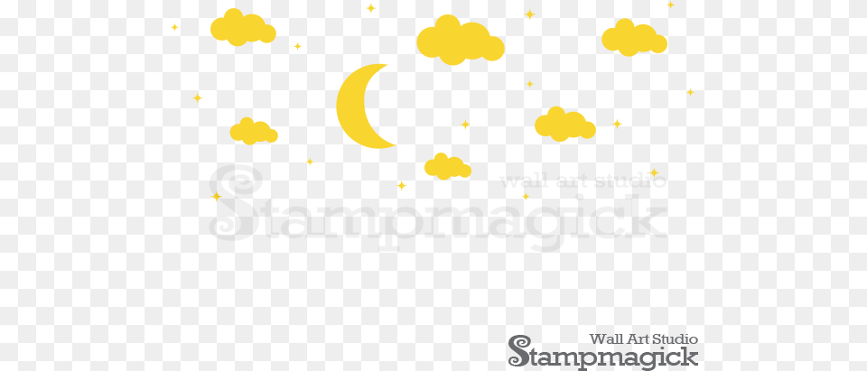 Moon Amp Clouds Night Wall Decal For Nursery K215 Stampmagick Illustration, Nature, Outdoors, Astronomy, Eclipse Free Png