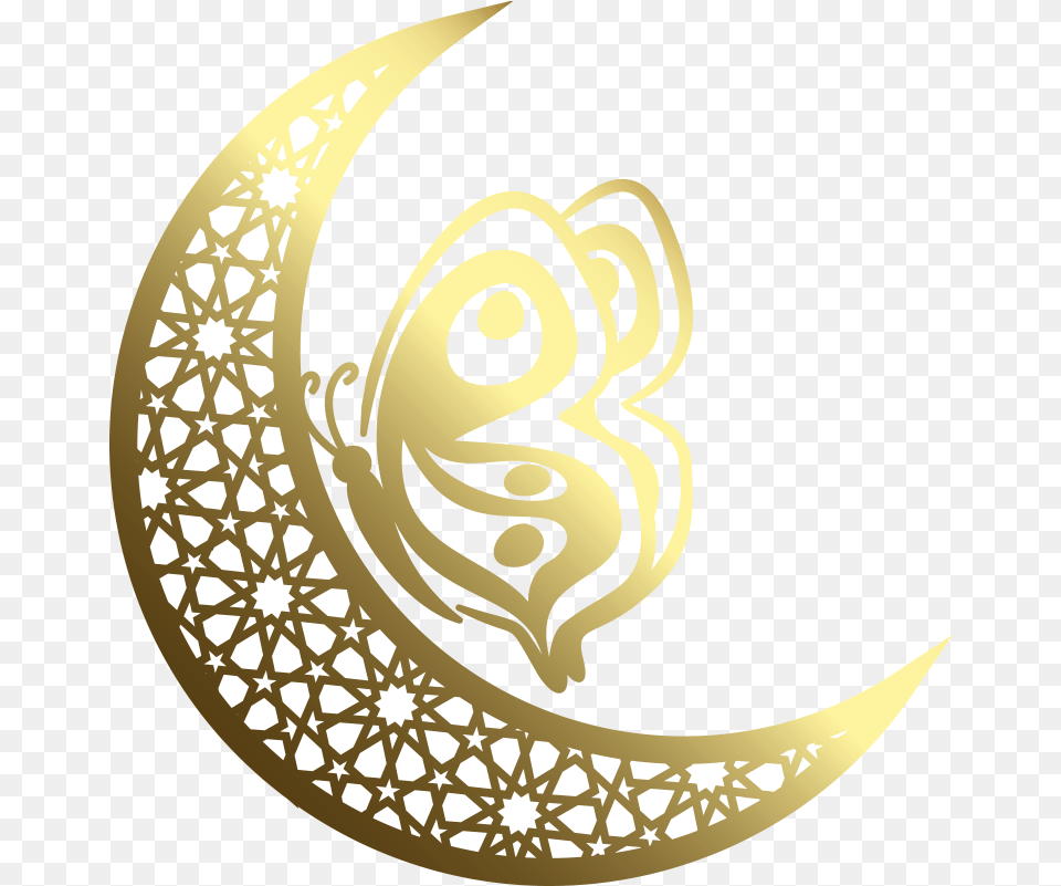 Moon And Butterfly Mandala Wall Sticker Stencil Mariposa, Gold, Nature, Night, Outdoors Free Png