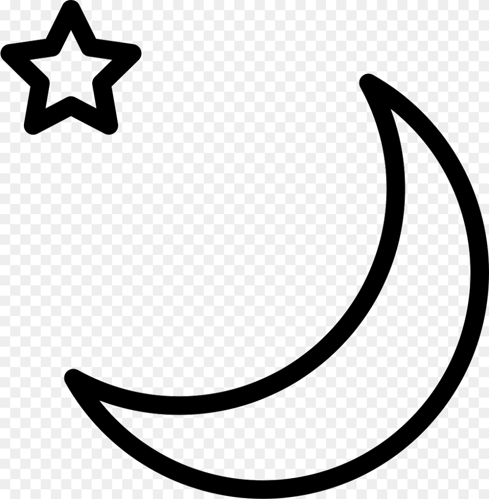 Moon And Star Outlines Svg Icon Moon Outlines, Nature, Night, Outdoors, Star Symbol Free Png Download