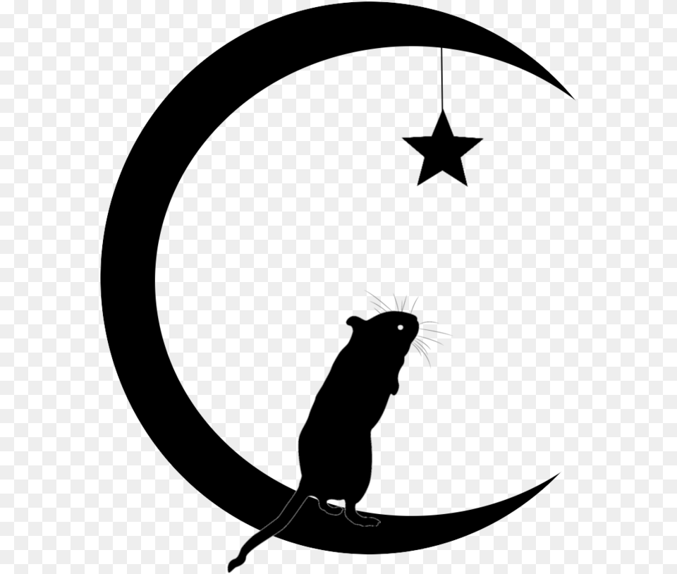 Moon And Stars Clip Art Moon And Sun Stencils, Silhouette, Animal, Mammal, Rat Free Png Download