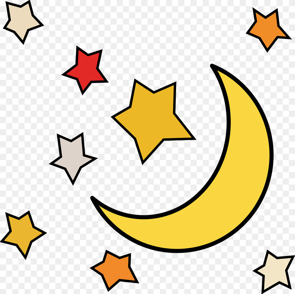 Moon And Stars Clipart, Star Symbol, Symbol, Nature, Night Free Png Download