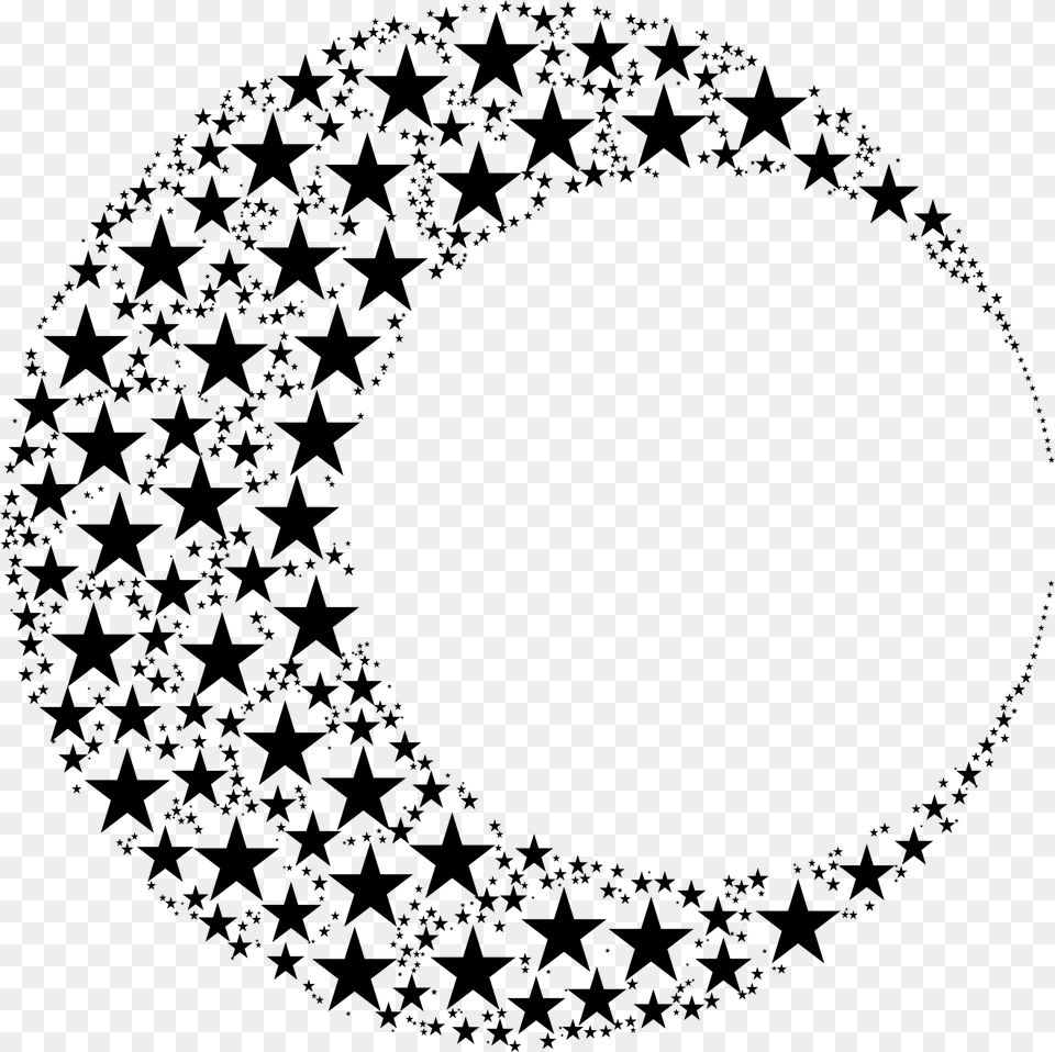 Moon And Stars Crescent Moon And Stars Clipart, Gray Free Transparent Png