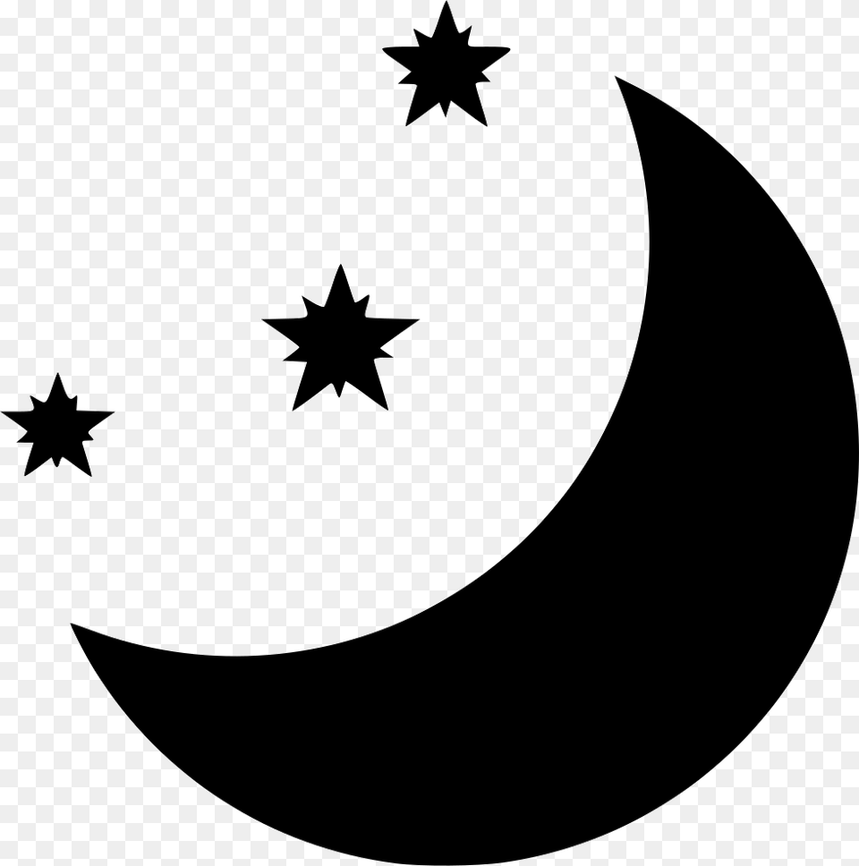 Moon And Stars Silhouette Moon And Star Svg, Symbol, Star Symbol, Outdoors, Night Free Png