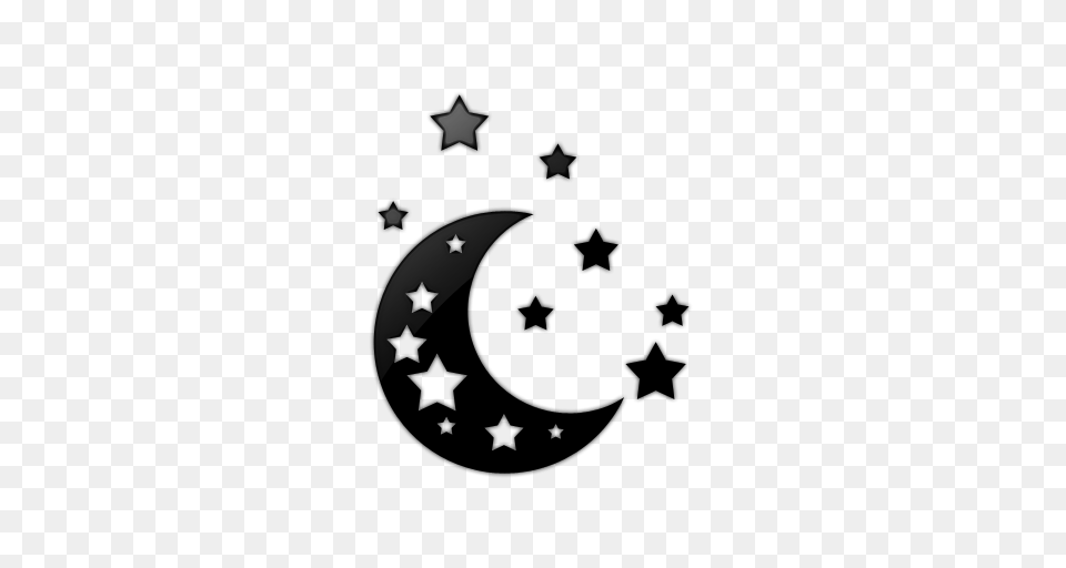 Moon Black And White Stars Moon Clipart, Symbol, Logo, Stencil, Number Free Png Download