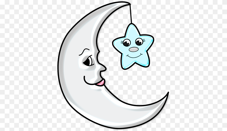 Moon Clipart Cute Transparent For Moon And Stars Drawing, Astronomy, Nature, Night, Outdoors Free Png Download