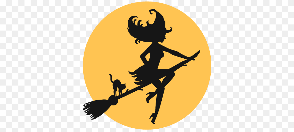 Moon Clipart Witch, Silhouette, Person, Stencil, Animal Png