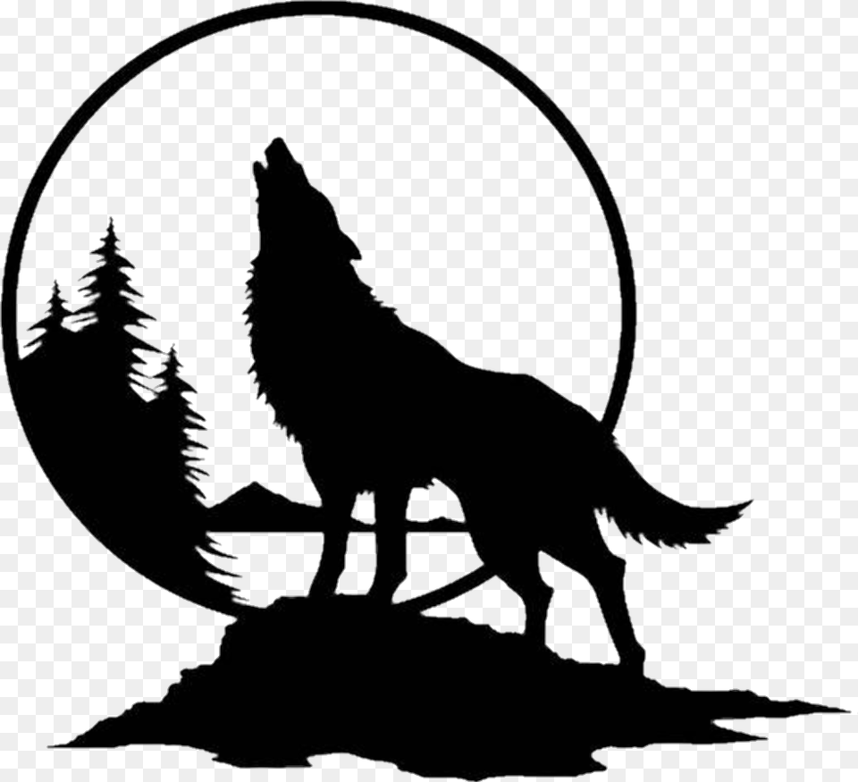 Moon Clipart Wolf Silhouette Wolf Howling At Moon Silhouette, Animal, Coyote, Mammal, Person Free Transparent Png