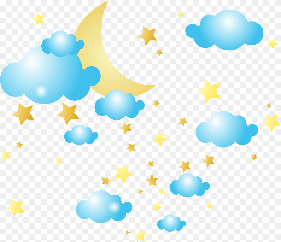 Moon Clouds And Stars Clip Art Stars Moon And Clouds, Nature, Night, Outdoors, Star Symbol Free Png