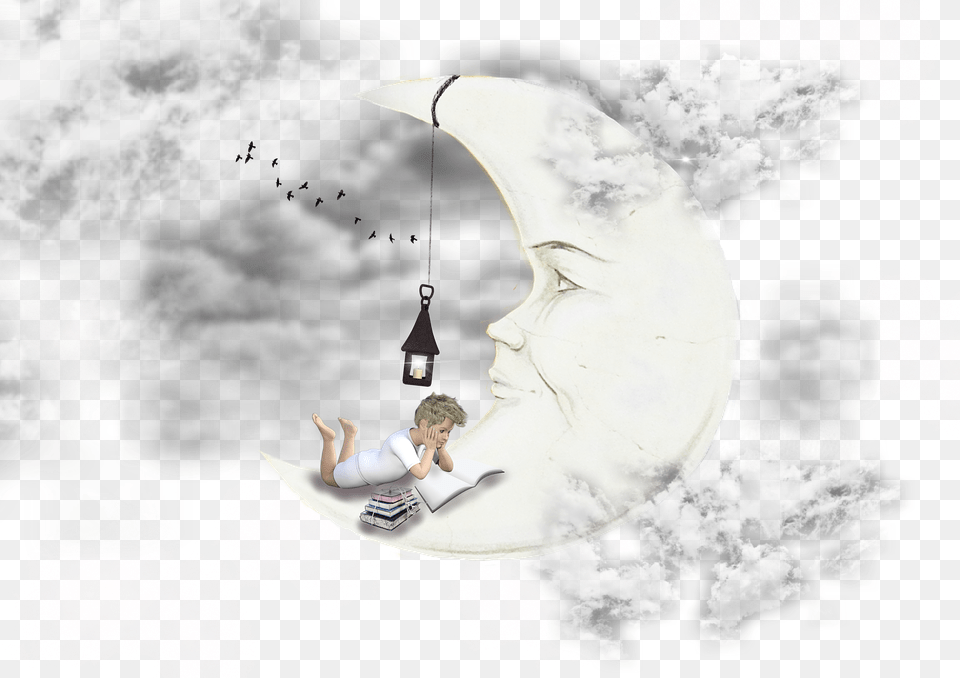 Moon Clouds Dream Lantern Sky Boy Child Books Moon Dream, Outdoors, Water, Sea, Nature Free Transparent Png