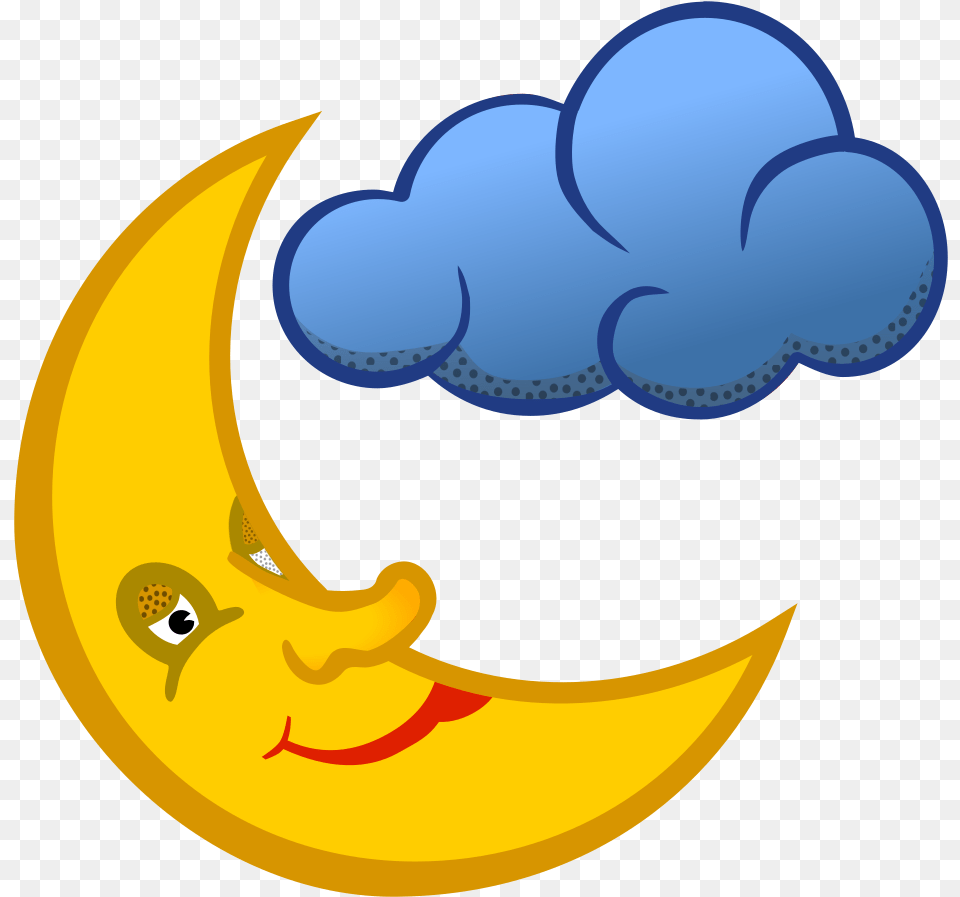 Moon Clouds Sky Vector Graphic On Pixabay Colourful Clipart Of Moon, Produce, Banana, Food, Fruit Free Png