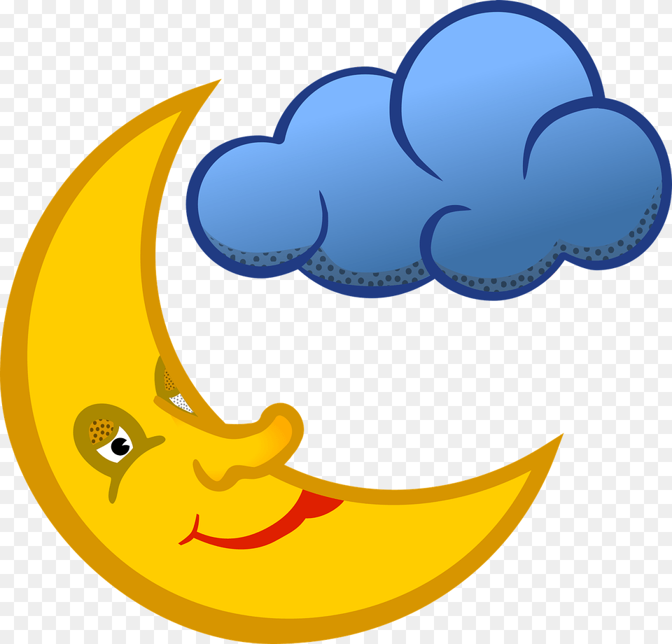 Moon Face And Cloud Transparent Image, Produce, Banana, Food, Fruit Free Png Download