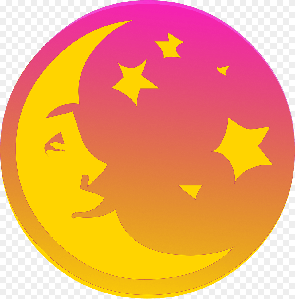 Moon Face And Stars Transparent Image, Logo, Egg, Food, Symbol Free Png