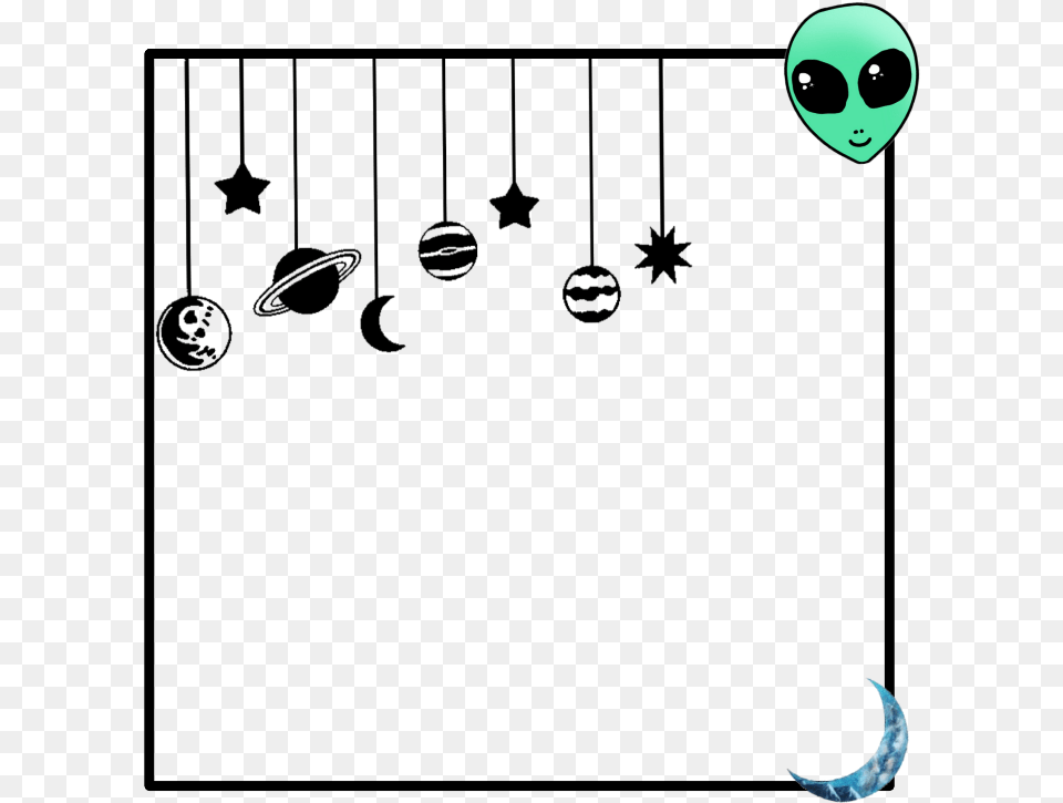 Moon Frame Tumblr Tumblrframe Galaxy Alien Cool Cartoon, Nature, Night, Outdoors, Astronomy Free Png