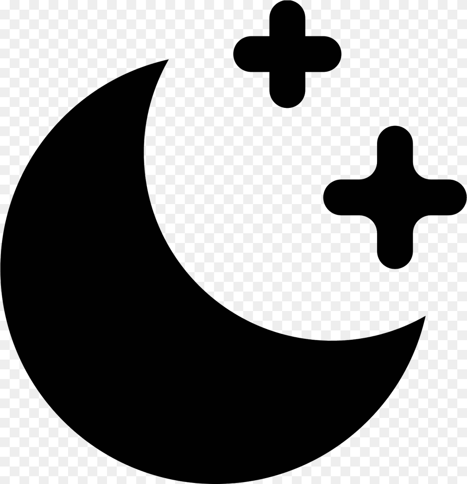 Moon Icon Cross, Gray Png