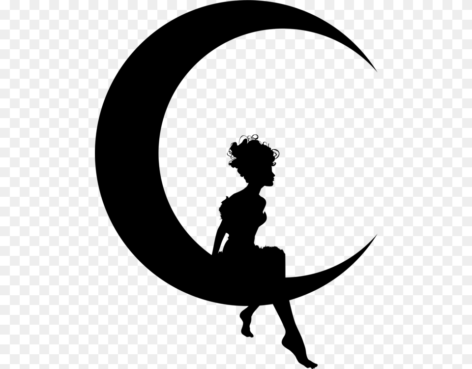 Moon Lunar Phase Silhouette Drawing Star And Crescent, Gray Free Transparent Png
