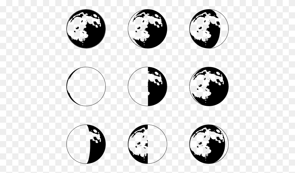 Moon Phases Icon Packs, Gray Free Png