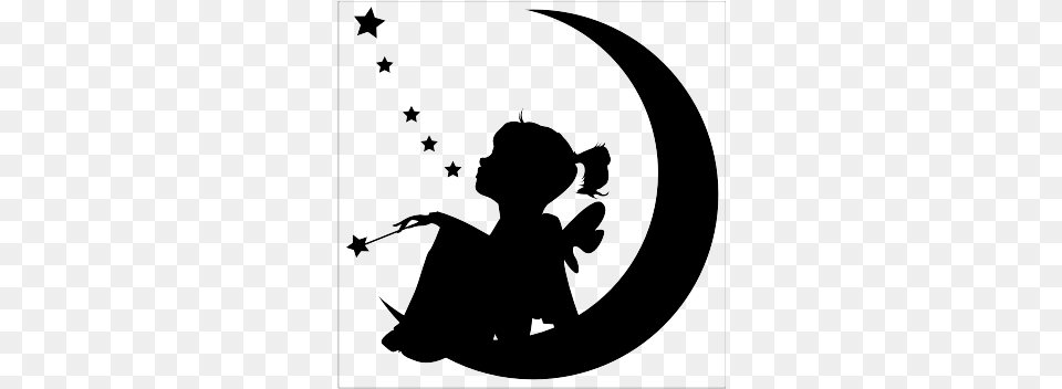 Moon Silhouette Tinker Bell Star Wall Decal, Adult, Bride, Female, Person Free Png