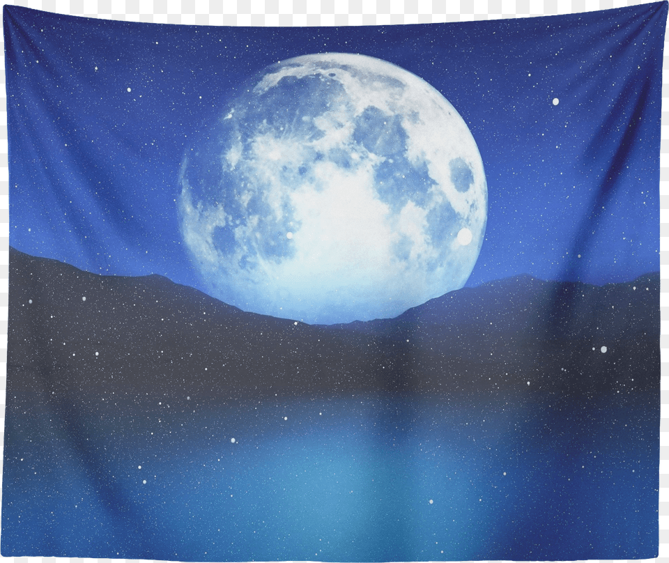 Moon Space Tapestry Stars Art Night Sky Planet Blue Lake Constellation Universe Full Photo Wall Hanging Decor Free Transparent Png