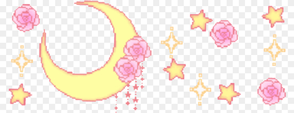 Moon Stars Flowers Sparkles Pastel Pasteltheme Sailor Moon Transparent Gif, Nature, Night, Outdoors, Astronomy Png Image