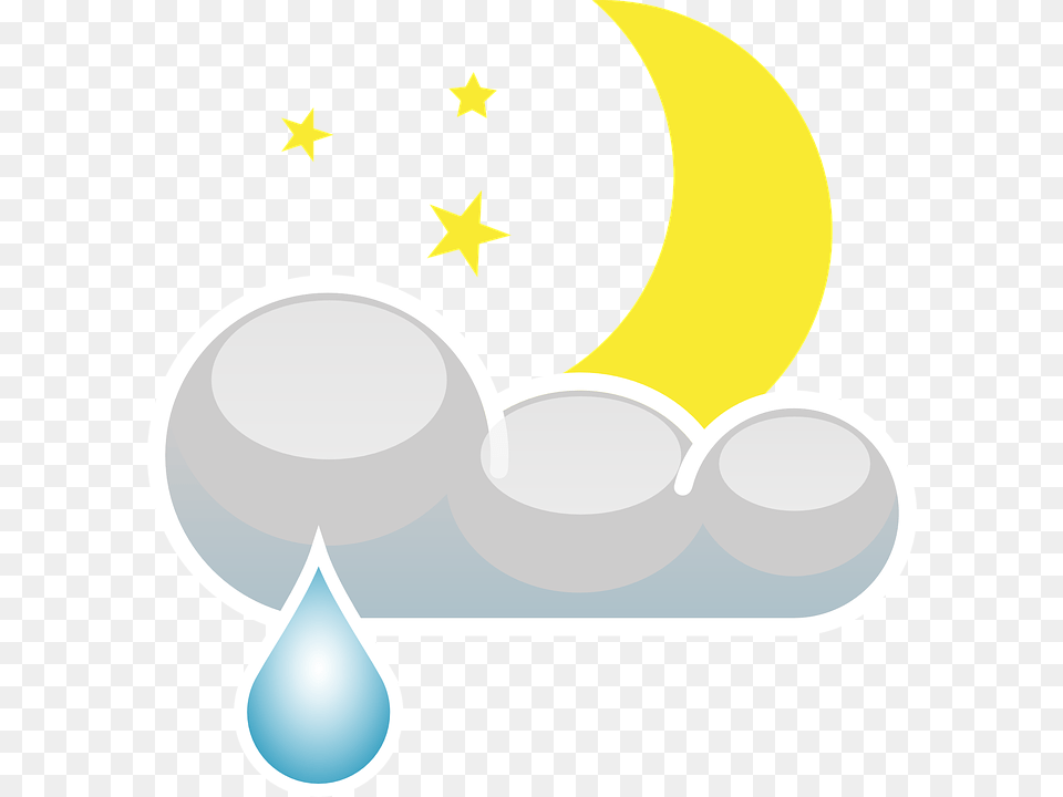 Moon Stars Night Cloudy Rainy Rain Clouds Night Clipart, Nature, Outdoors, Symbol, Star Symbol Png