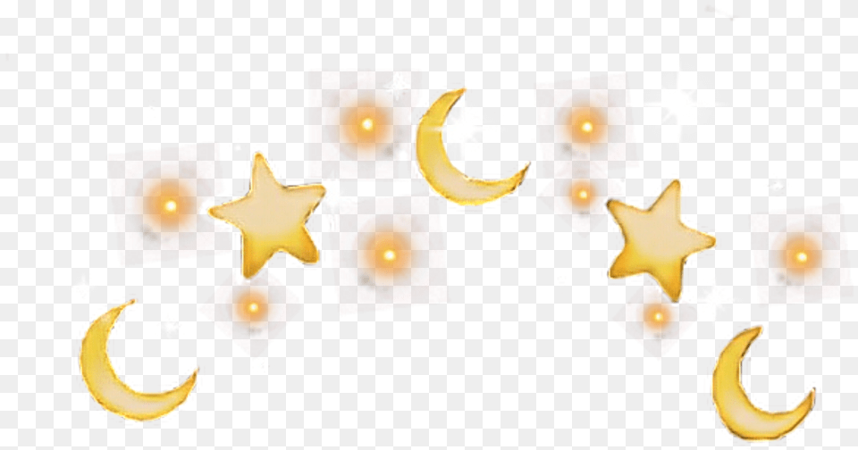 Moon Stars Star Crown Aesthetic Splash Tumblr Yellow Stars And Moon Crown, Symbol, Star Symbol, Outdoors, Night Png Image