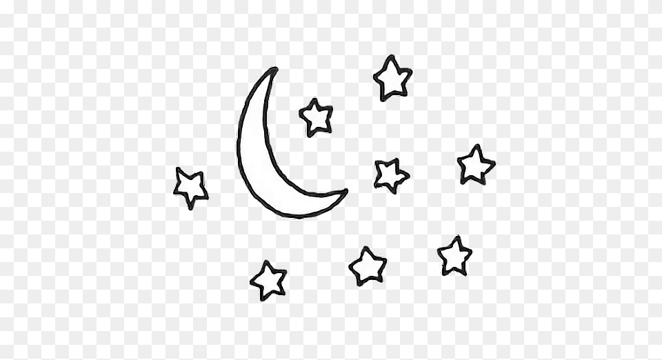 Moon Tumblr Black Stars Star, Outdoors, Night, Nature, Star Symbol Png Image