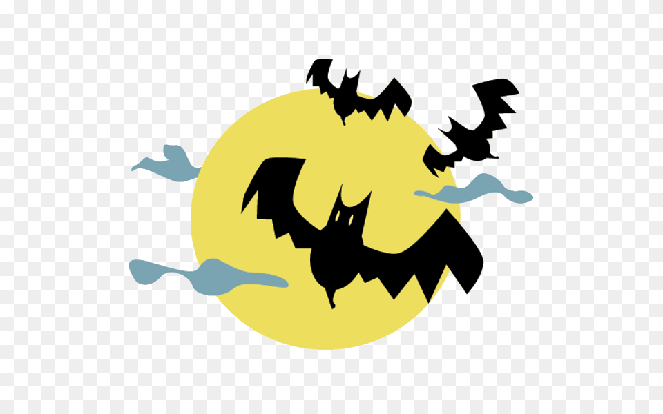 Moon With Bats Halloween Cartoon Clip Art, Logo, Symbol, Animal, Fish Png