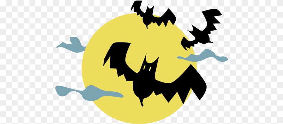Moon With Bats Halloween Clipart Halloween Moon, Logo, Symbol, Animal, Fish Png Image
