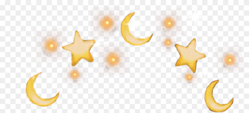 Moon Yellow Star Stars Emoji Kawaii Cute Crown Shine Transparent Star Crown, Star Symbol, Symbol, Nature, Night Png Image