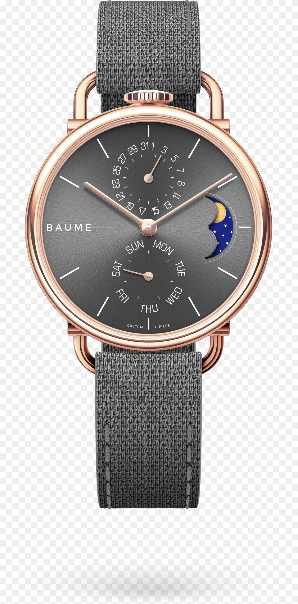 Moonphase Unisex Custom Watch Miyota Golden Case Custom Timepiece De Baume, Arm, Body Part, Person, Wristwatch Png