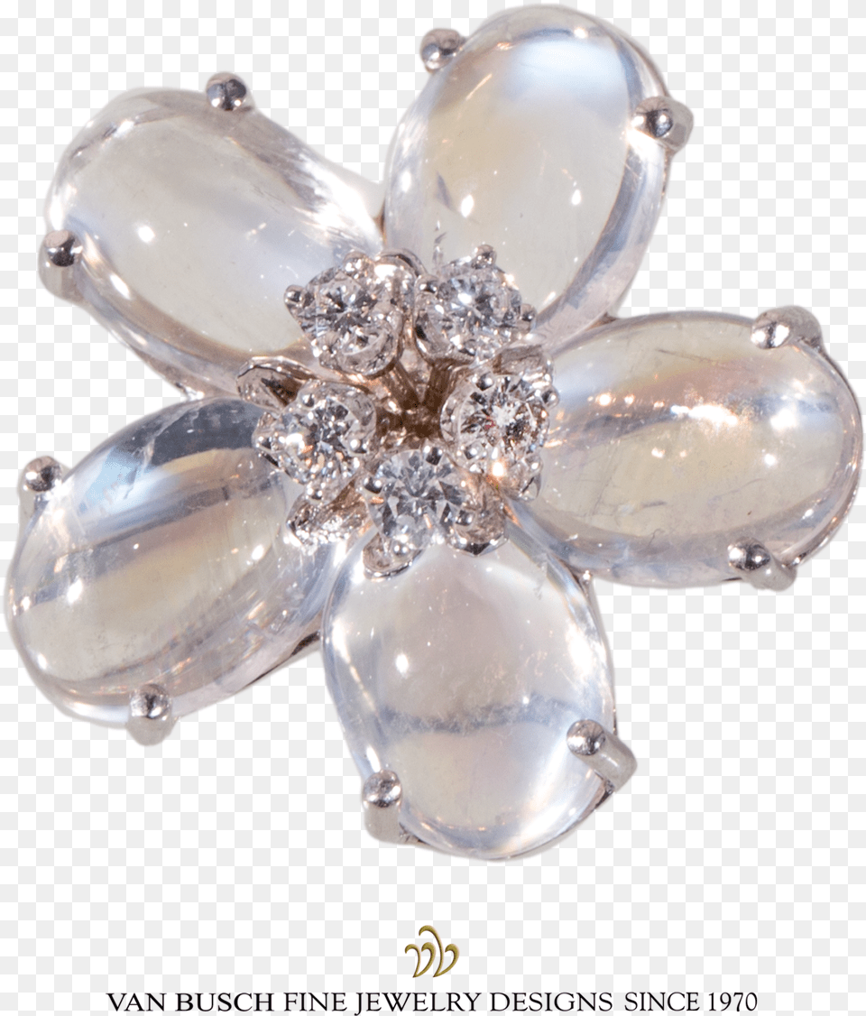 Moonstone And Diamond Flower Ringdata Zoom Cdn Body Jewelry, Accessories, Brooch, Chandelier, Lamp Free Png
