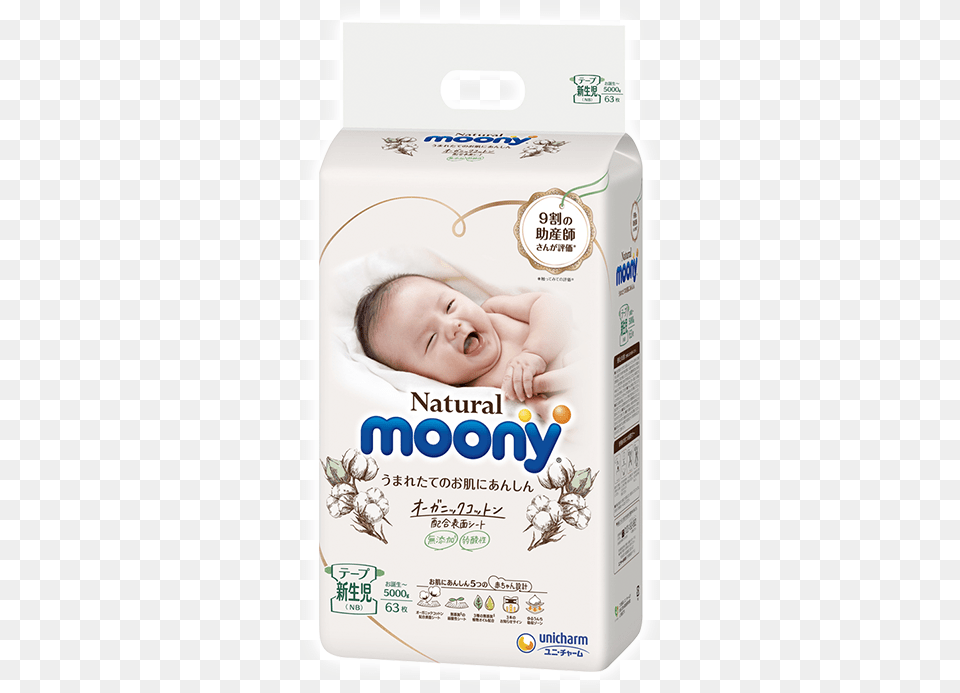 Moony Natural Nb, Baby, Person, Diaper, Face Free Png