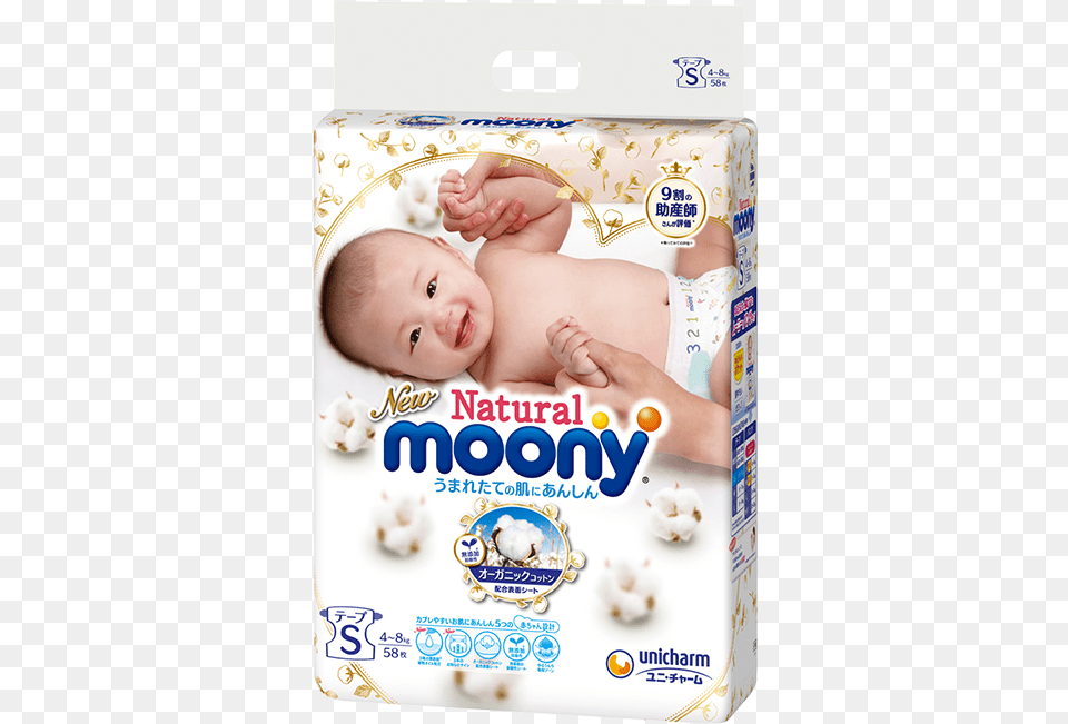 Moony Natural Size S, Baby, Person, Diaper, Newborn Png Image