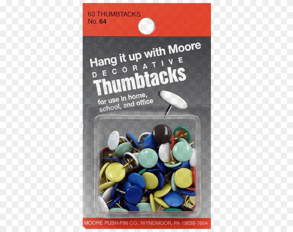 Moore Thumb Tack Decorative Astd 60pc Pharmacy, Food, Sweets Free Png