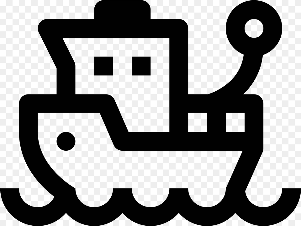 Moored Boat Icon, Gray Free Transparent Png
