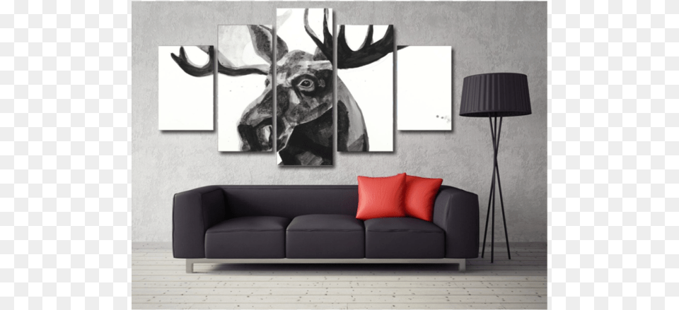 Moose Hello Artwork Contemporary Art Black And White Eiffel, Furniture, Couch, Lamp, Architecture Png