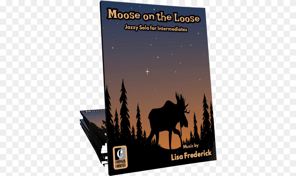 Moose On The Loose Sheet Music, Night, Silhouette, Outdoors, Nature Free Transparent Png