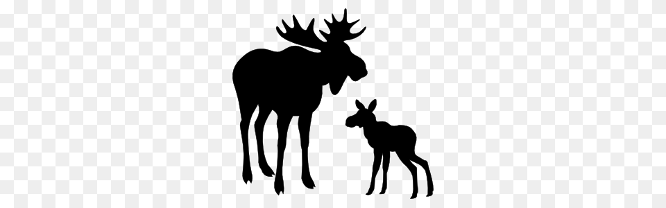 Moose With Big Antlers Sticker, Animal, Mammal, Wildlife, Silhouette Free Png