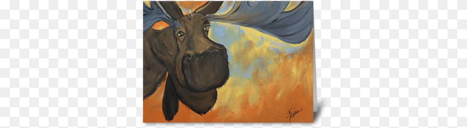 Mooseying Along Greeting Card Modern Moose Canvas Wall Art, Modern Art, Painting, Animal, Mammal Png