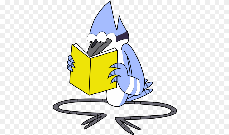 Mordecai Reading Book Fictional Character, Person, Cartoon Png Image
