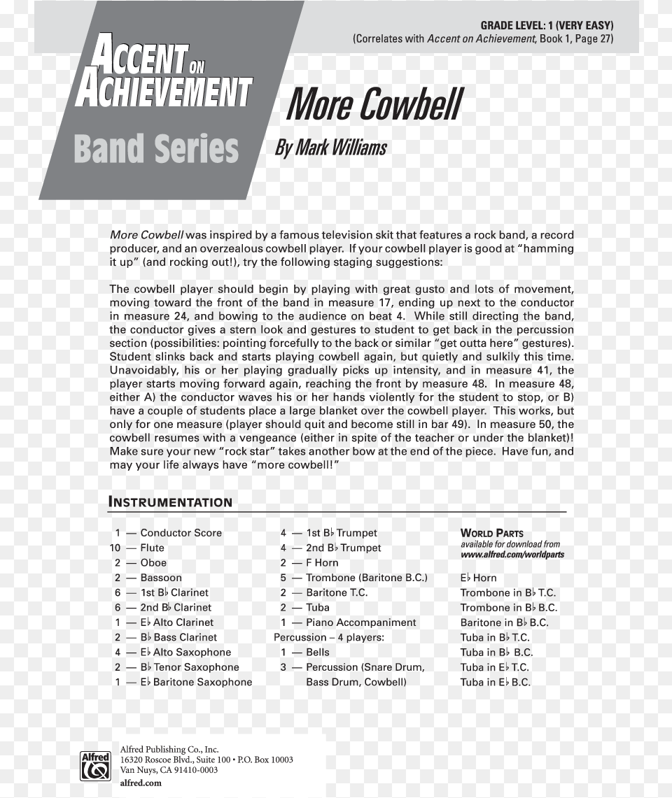 More Cowbell Thumbnail More Cowbell Thumbnail More Accent On Achievement Bk 2 By Professor John, Page, Text, Advertisement, Poster Png Image